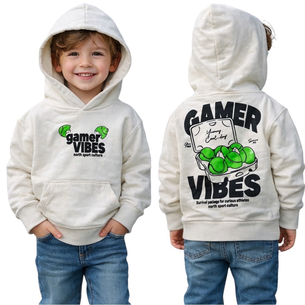 Zara‎ Cream Gamer Vibes Kids Hoodie